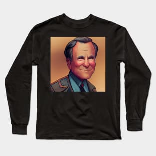 George H. W. Bush Portrait | American President | Comics style Long Sleeve T-Shirt